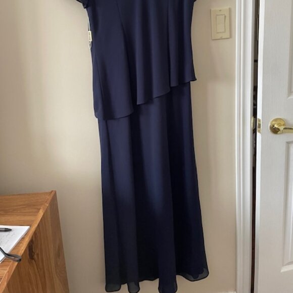 Tradition  - VTG  -  NWT-  floor length chiffon dress  - blue w jacket size 12P - Picture 4 of 11
